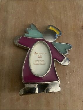 Connoisseur Stained glass Angel Picture Frame – Purple, Teal & Yellow Accent